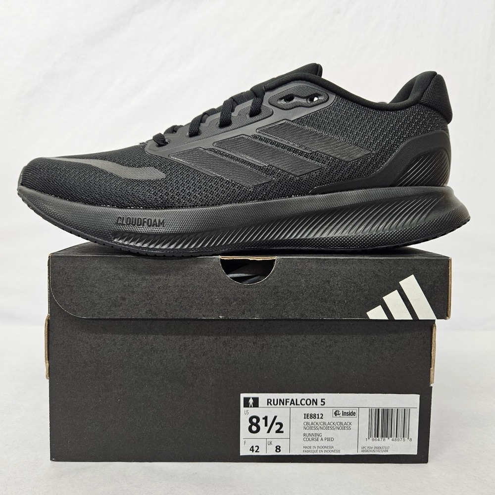 Adidas RunFalcon 5 Running Shoes IE8812 Triple Black Men's Size‎ 8.5